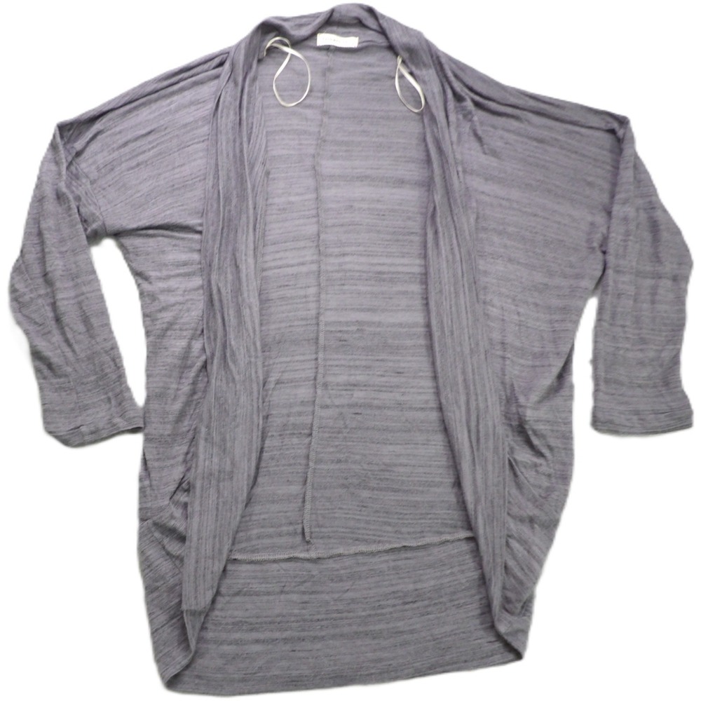 Made in USA Ginger G Cardigan Sweater Women M Heather Gray Open Front Slouchy